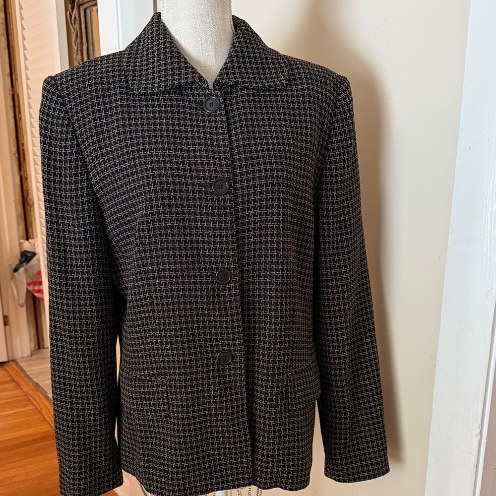 Ann Taylor Black and Brown Houndstooth Blazer
